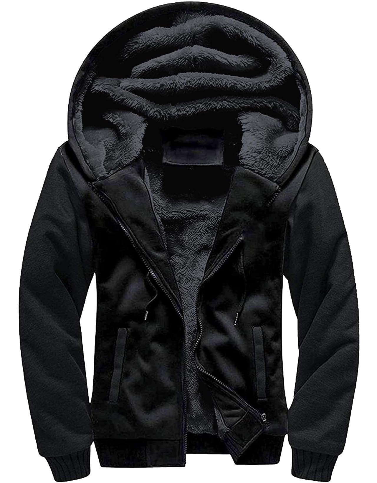 SWISSWELL Men Zip Up Hoodies Sherpa Lined Jacket Heavyweight Fleece Sweatshirt Winter Warm Hooded Coat