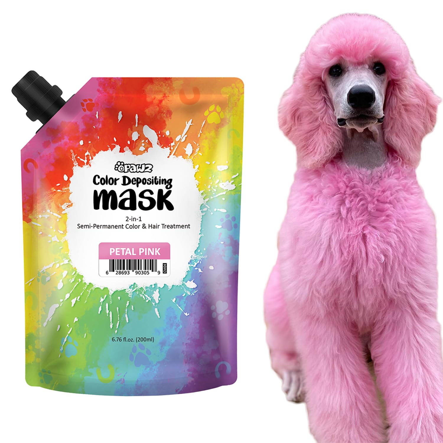OPAWZ Pet Color Depositing Mask, 2-in-1 Semi-Permanent Dog Hair Dye and Hair Treatment, Pet Hair Dye for Dogs Cats and All Pets Can be Bathed (Petal