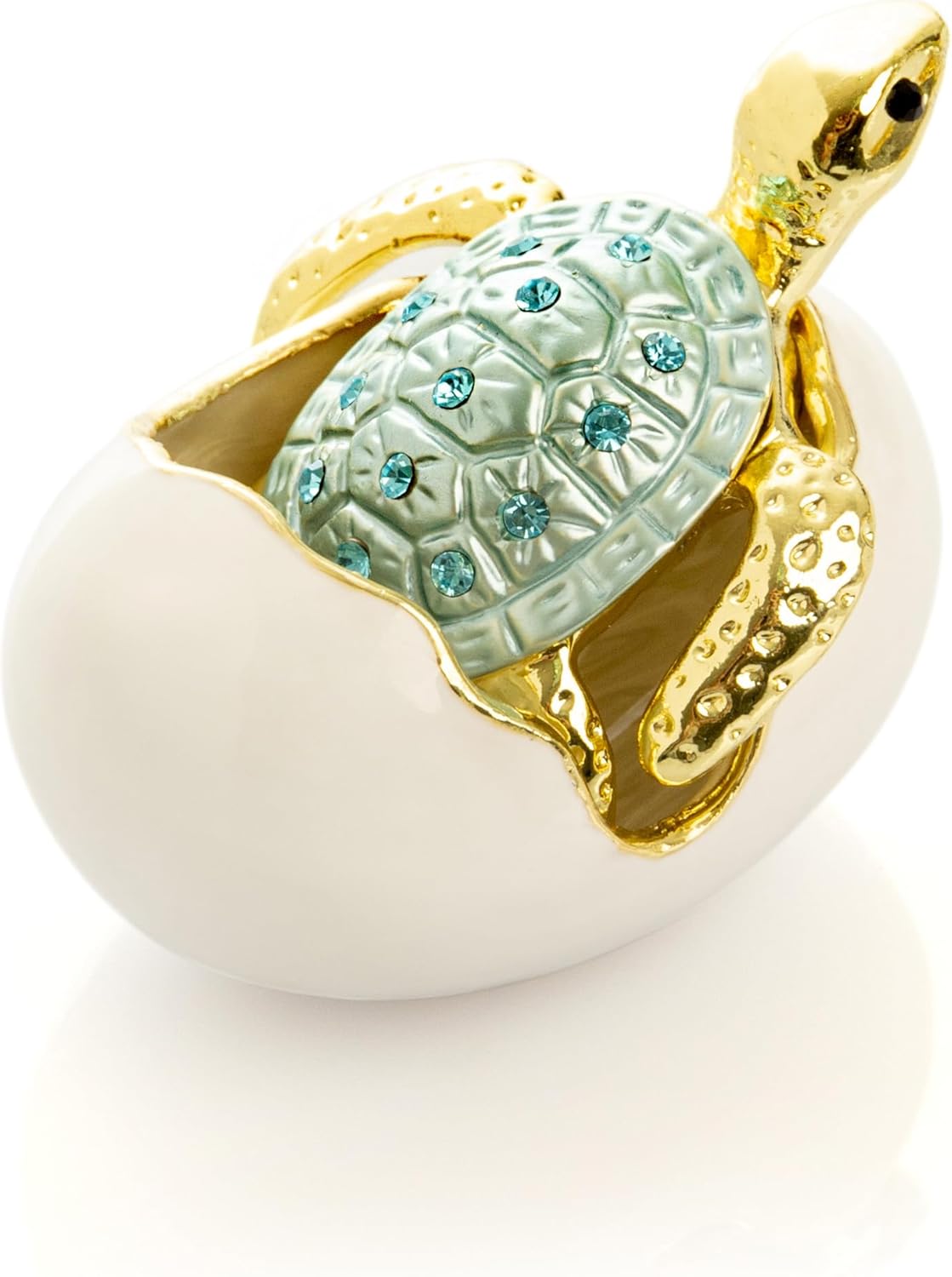 Keren Kopal Turtle Hatching from an eggTrinket Box Handmade and Decorated with Crystals