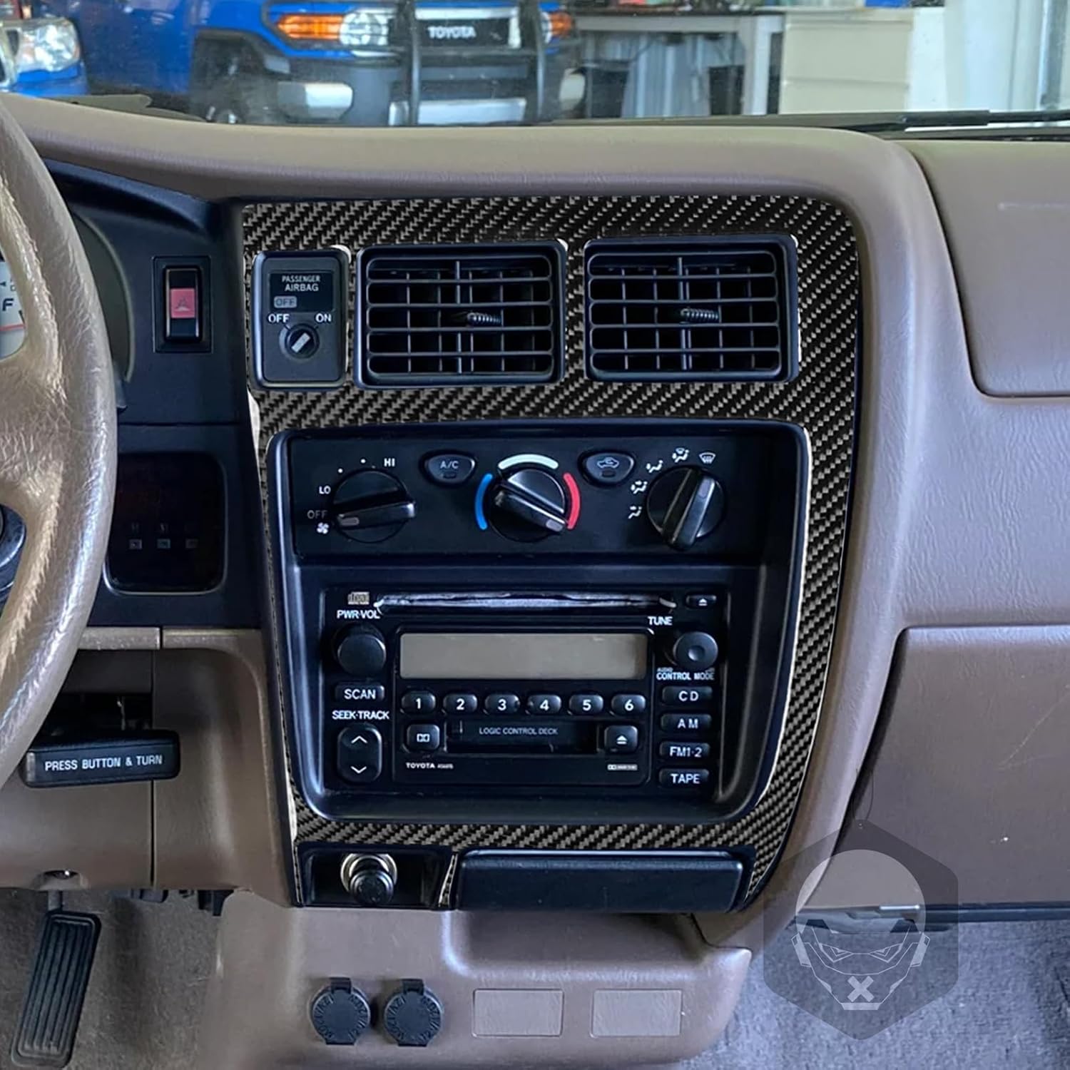 Car Carbon Fiber Interior Sticker Black Soft Real Carbon Fiber Car Radio Air Conditioning Panel/2 Pieces Sticker for Toyota Tacoma 2001-2004(Special Edition only)