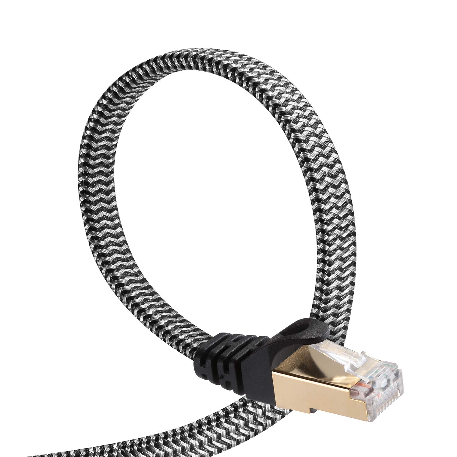 Cat 8 Ethernet Cable, DanYee 10FT Nylon Braided Flat Network Cable High Speed Cat8 Patch LAN Cable (Grey 10FT)
