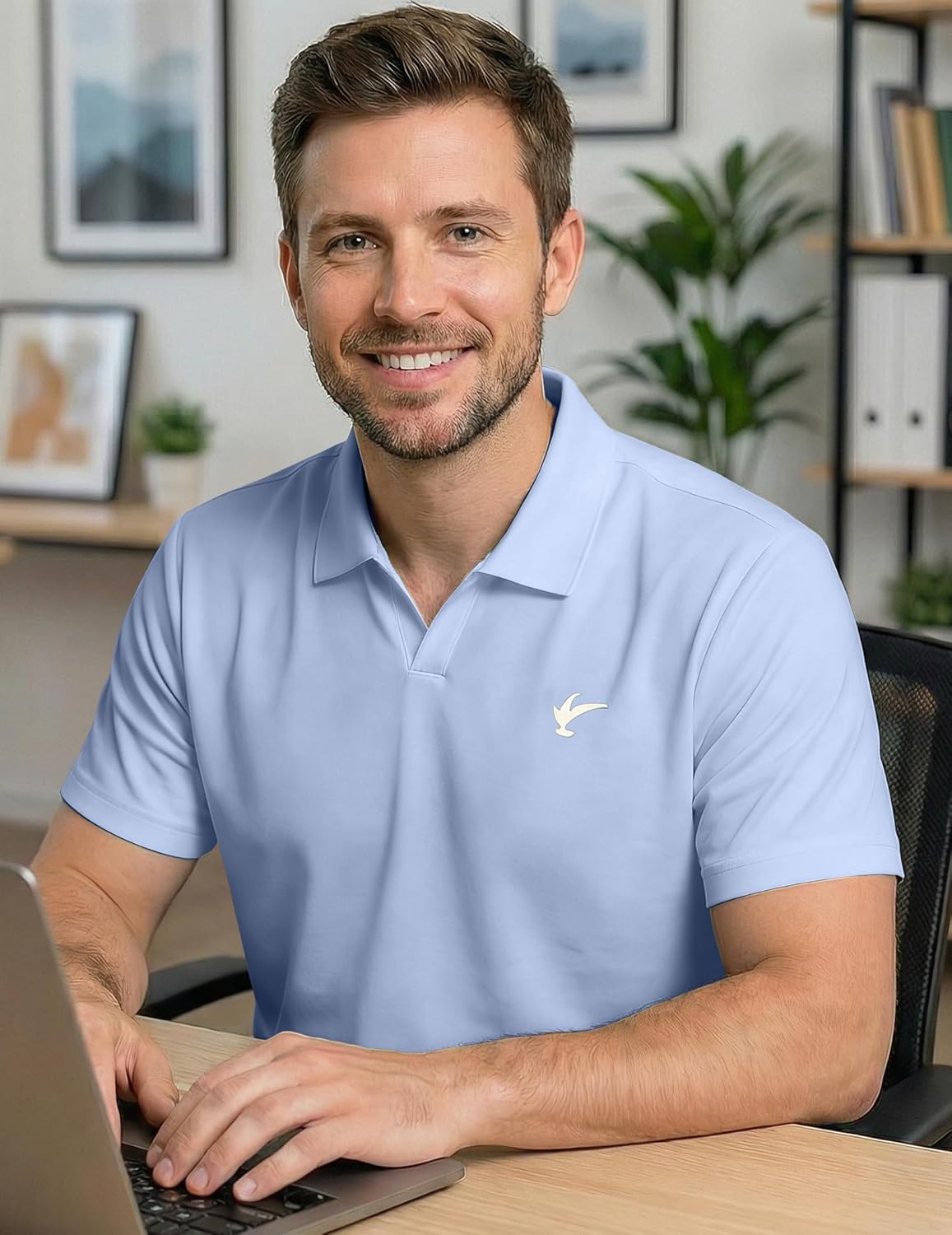 JMIERR Mens Casual Polo Shirt Summer Buttonless Short Sleeve Moisture Wicking Quick Dry Henley Golf Shirts - Image 4