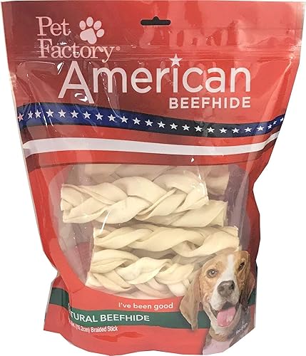Vista 5 de Pet Factory American Beefhide - Palitos trenzados de 6 pulgadas para perros, sabor a pollo, 2 unidades/1 paquete