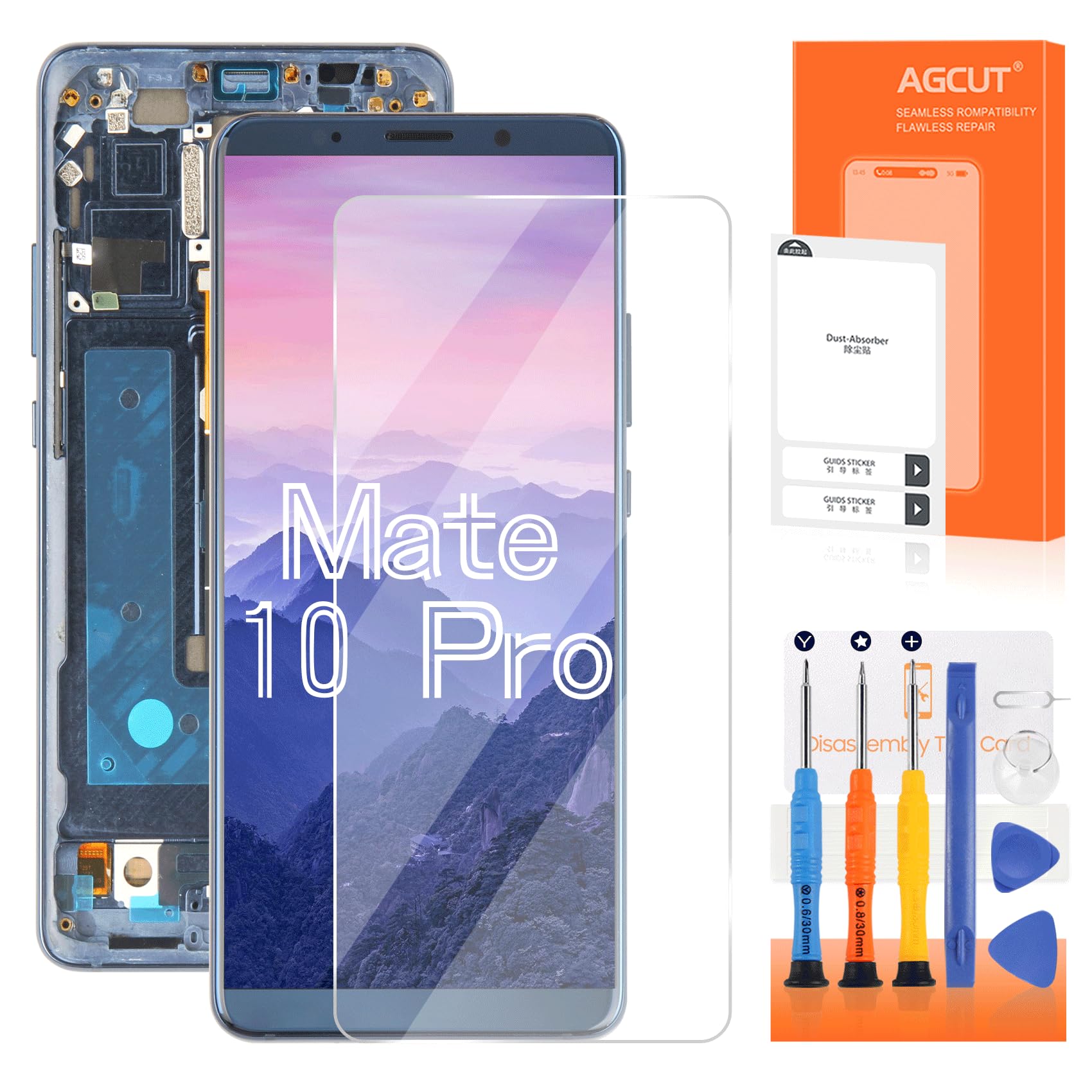 AGCUT Schermo LCD per Huawei Mate 10 Pro LCD Display per Mate 10 Pro BLA-AL00 BLA-TL00 BLA-A09 BLA-L09 6.0" Schermo di Ricambio Touch Screen Assembly con Riparazione (Blu con Telaio)