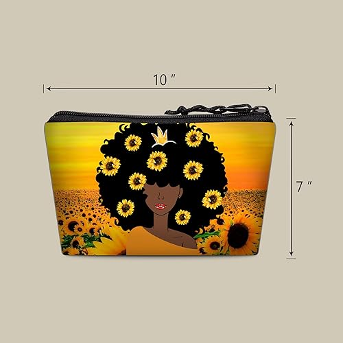 Miniatura 6 de BDAWQUG Bolsa de maquillaje Melanin para mujer, bolsa de cosméticos impresa portátil, bolsa de aseo de viaje, bolsa organizadora de maquillaje para