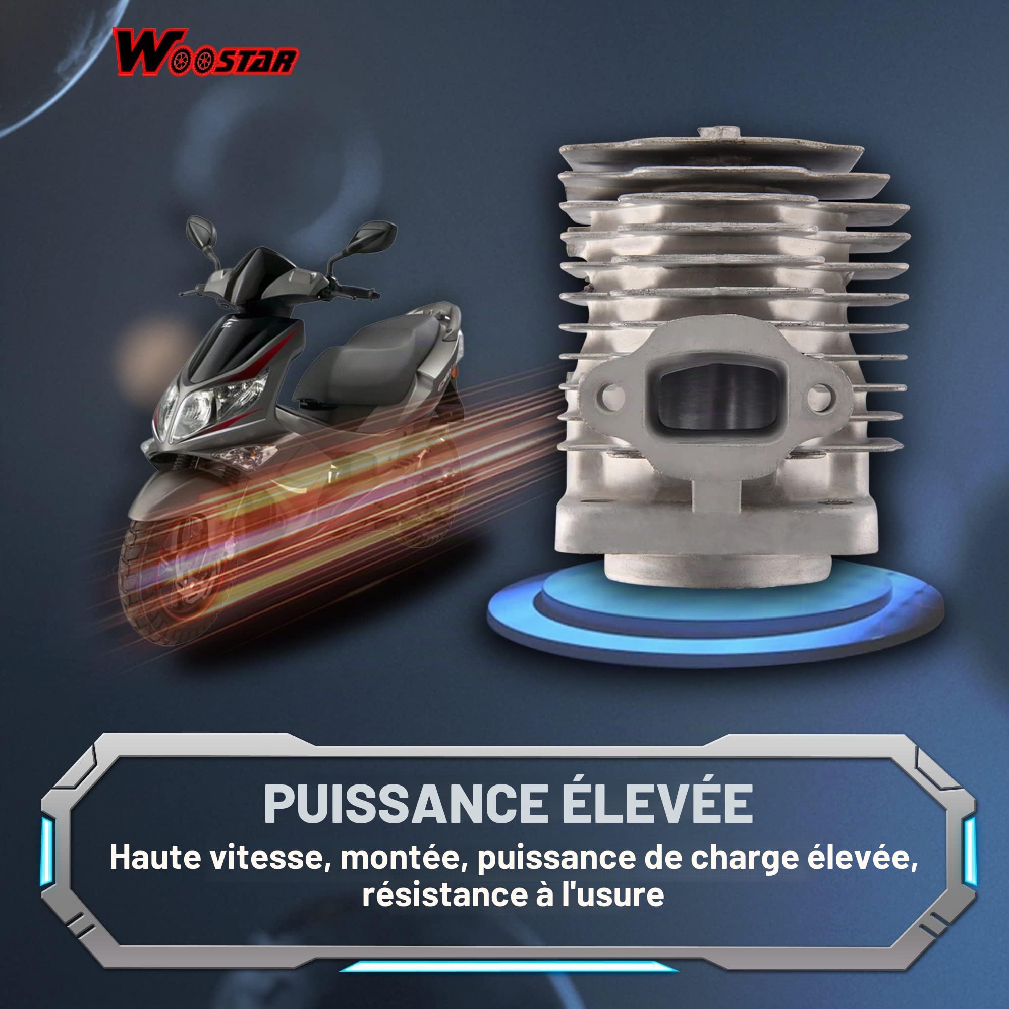 WOOSTAR 44mm Cylindre avec Kit de Piston Remplacement pour 43cc 49cc Cylindre Alésage 2 Temps Scooter Essence Mini Poche Vélo