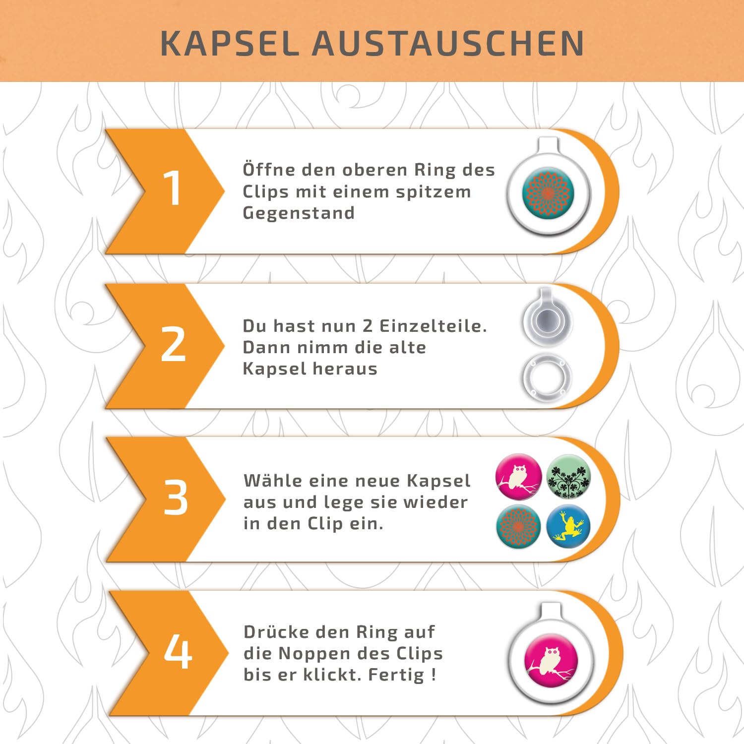 OLLEENO® Mückenschutz Clip – Natürlicher Moskito- & Insektenschutz (4 Clips + 4 Refill-Kapseln) | DEET-frei, langer Schutz, Ideal für Outdoor, Camping, Reisen, Sport | Wiederverwendbar & 100% recycelt
