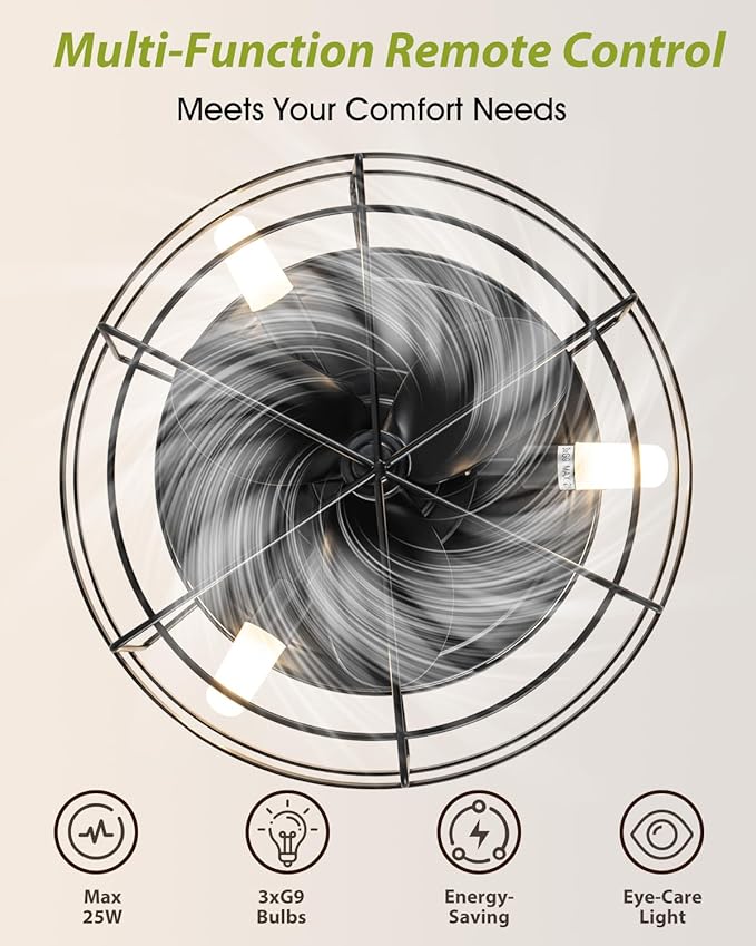Ventilador de Techo 12.5 Pulgadas Con Luz y Control Remoto 1 miniatura 6