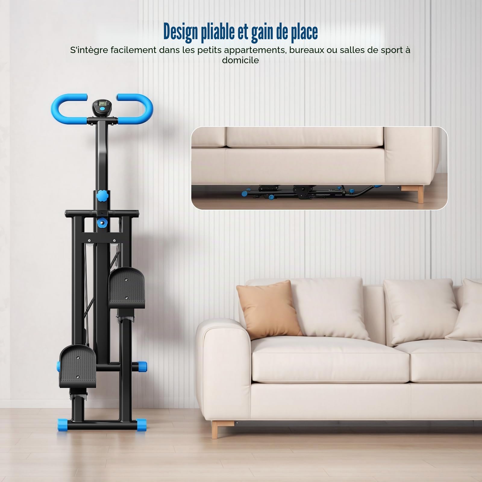 Stepper 2025 pour exercices de gym à domicile, machine d'escalade verticale avec résistance réglable à 3 niveaux, entraînement croisé avec écran LCD, pédale portable pliable, guidon