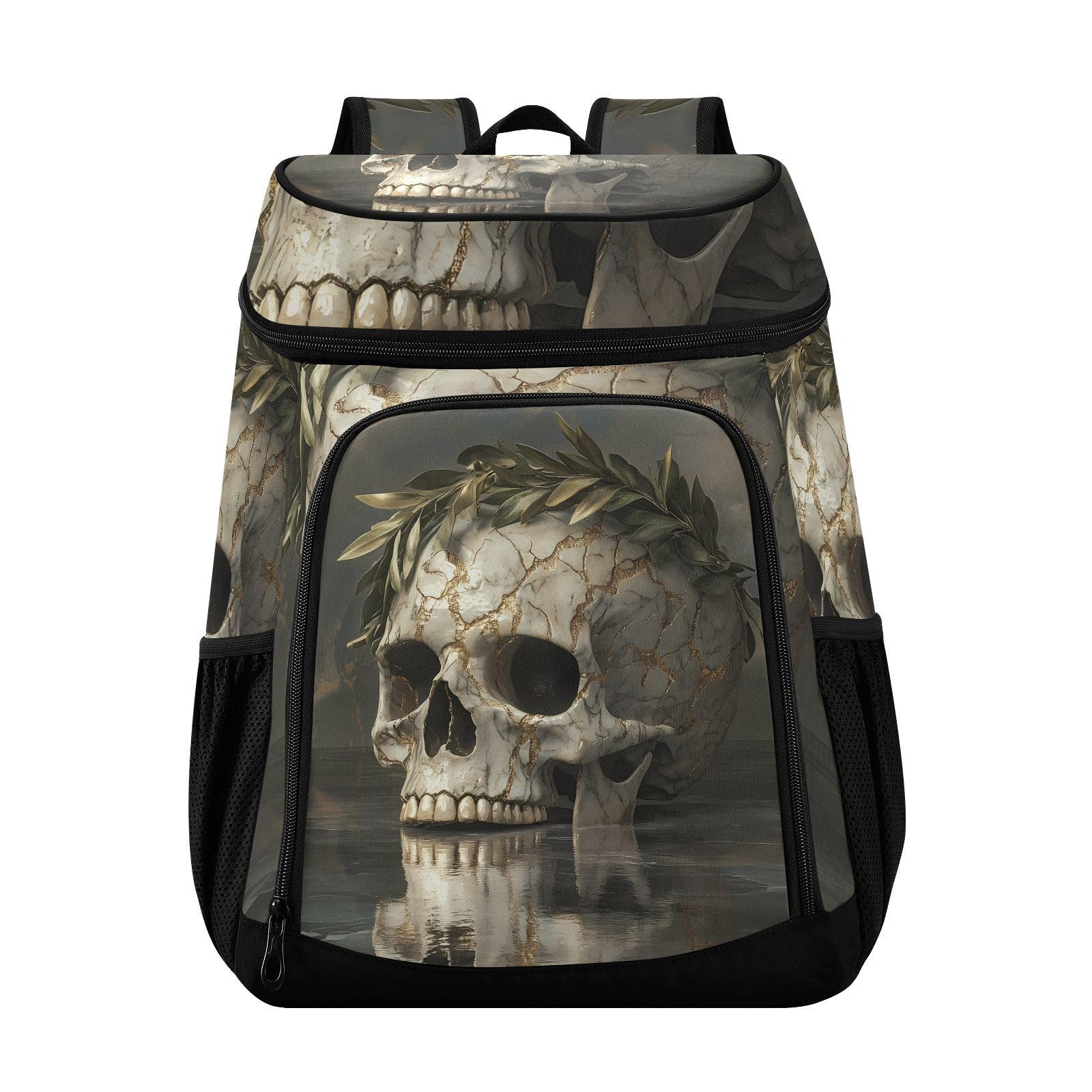 Skull Leaf Skeleton Cooler Backpack Cooler Insulated Leak Proof Lunch Backpack 36 Cans Waterproof Soft for Men Women Picnic Hiking Camping Beach