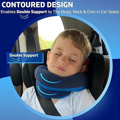 Miniatura 2 de BCOZZY Paquete para niños 2 almohadas de cuello de viaje para niños pequeños, soporte súper suave para la cabeza, el cuello y la barbilla, para un