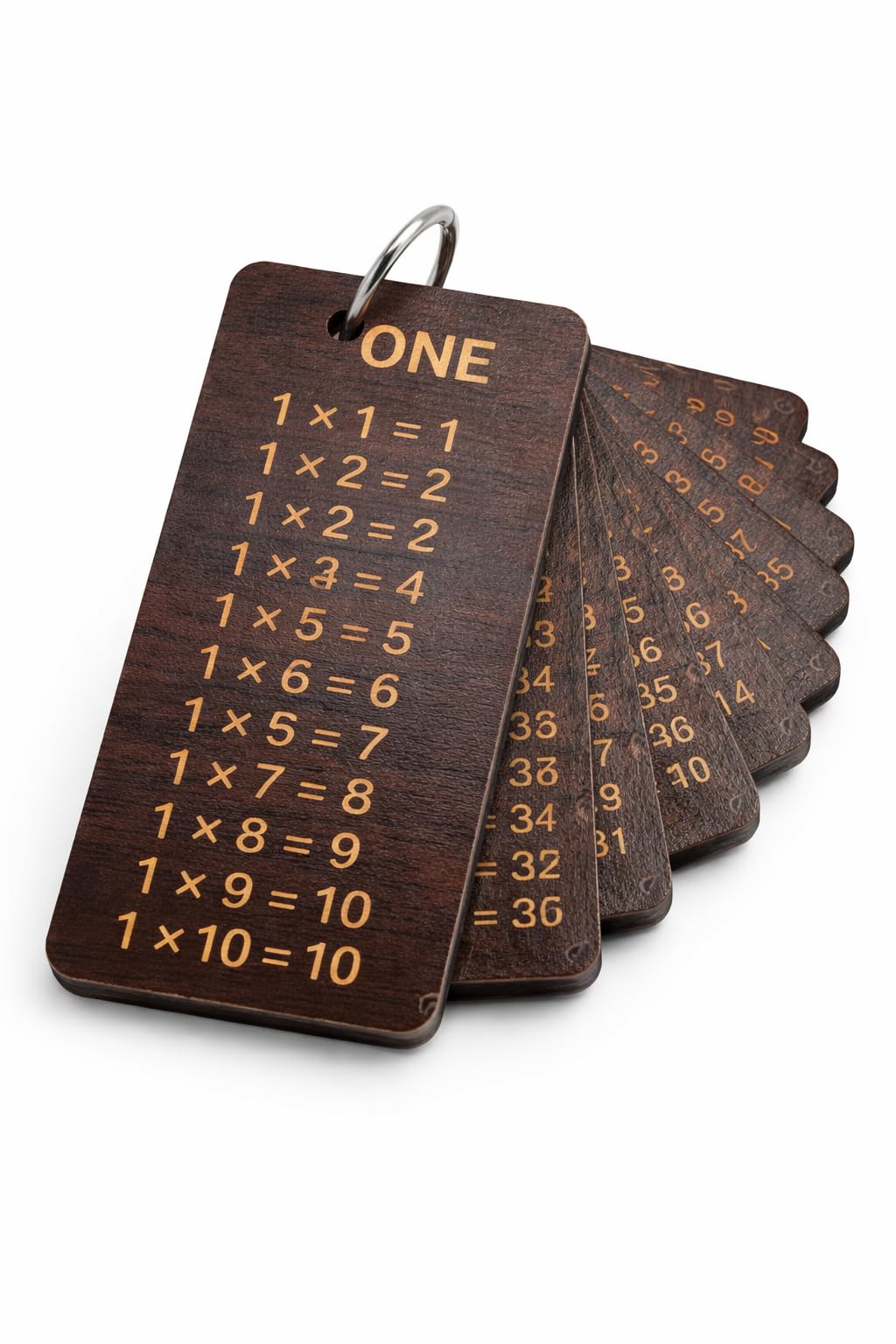 Wooden Multiplication Flash Cards Ring Set | Math Times Table Learning Cards for Kids | Educational Montessori Math Toy for Boys & Girls-image-6