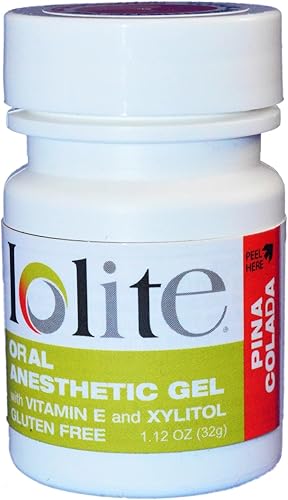 IOLITE Gel tópico oral con xilitol y vitamina E, sin gluten, alivio para las aftas y dolores dentales (1 oz, piña colada)
