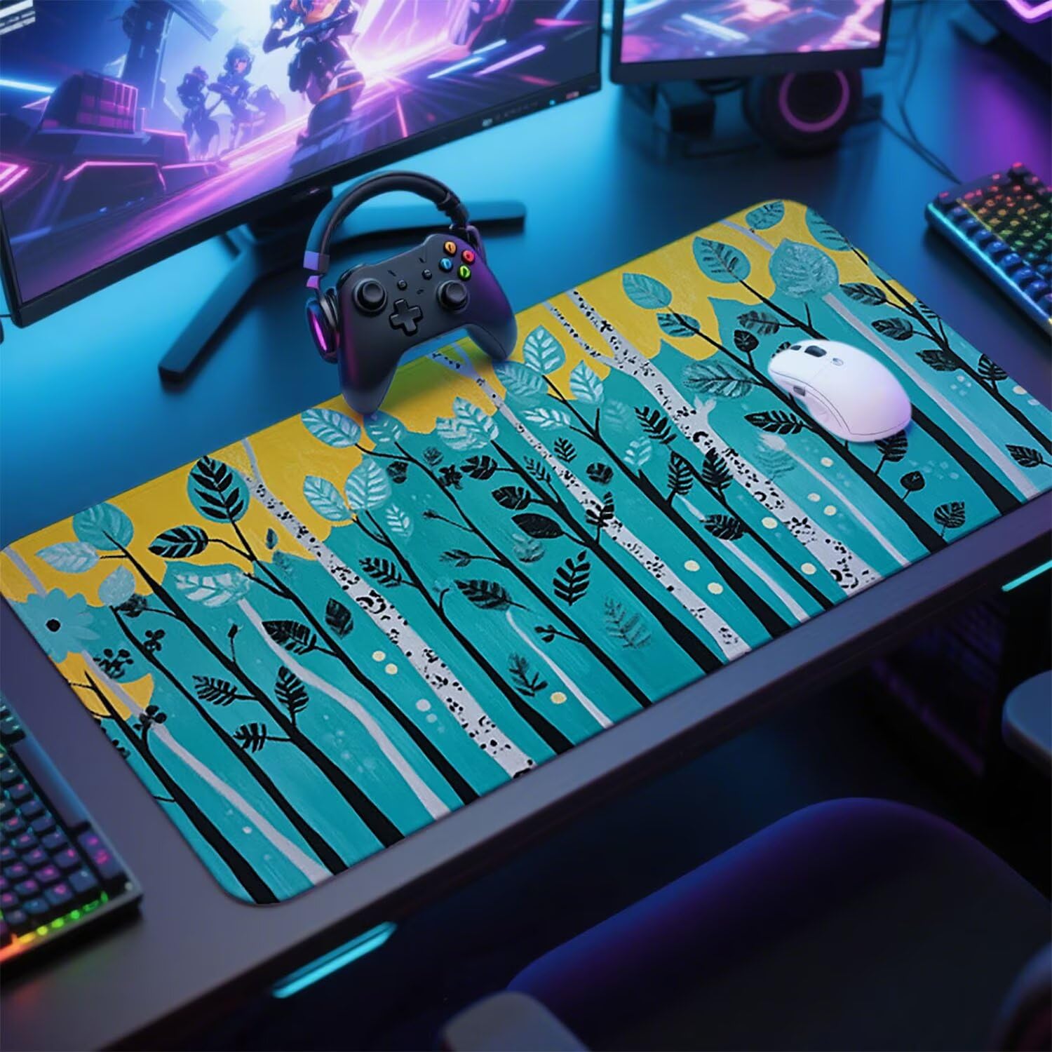 Abstrakcyjna podkładka pod mysz pod mysz pod mysz do gier XXL 1400 x 600 x 3 mm podkładka pod mysz gumowa duża podkładka pod mysz dla graczy akcesoria wodoodporne PC, do klawiatury laptopa w-8340