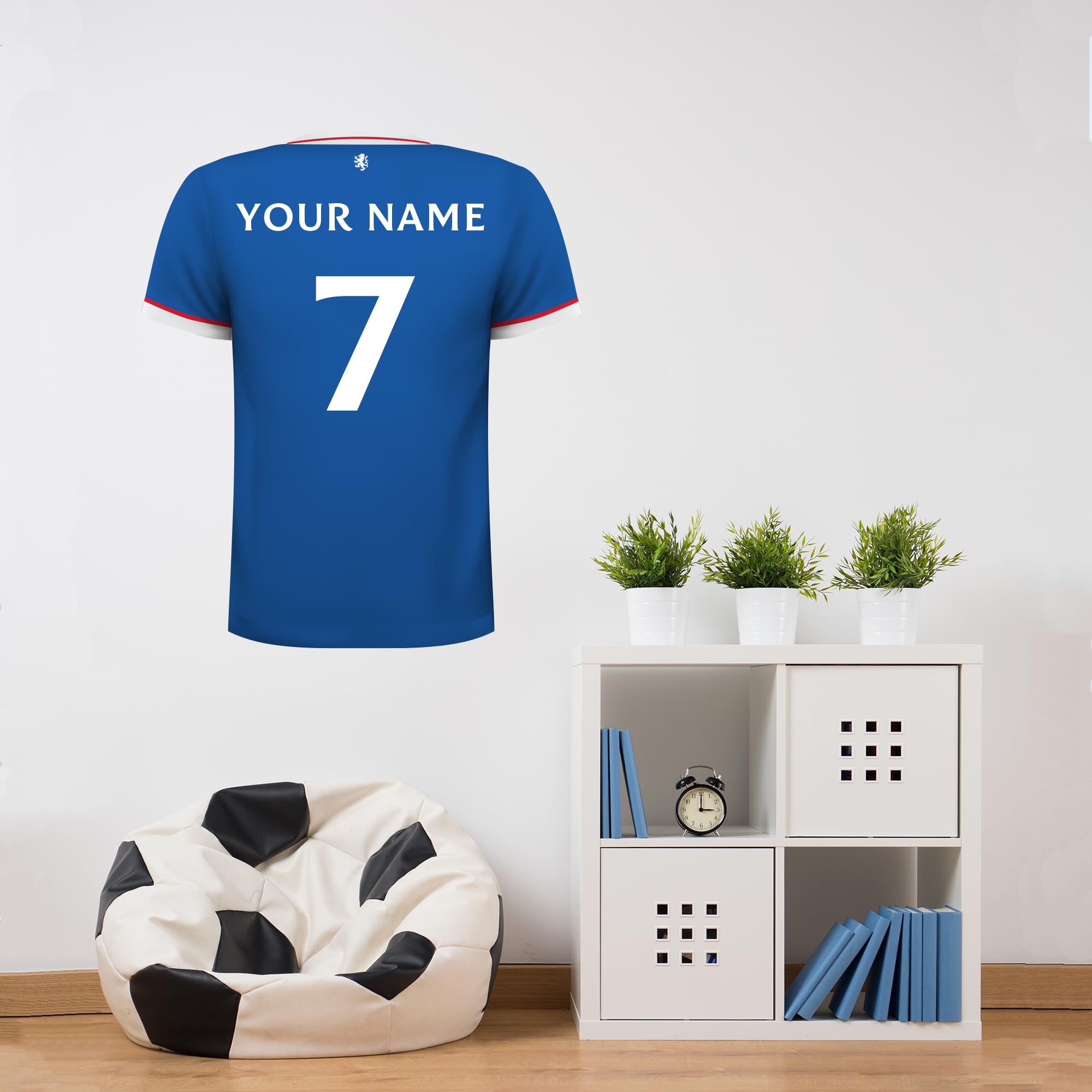 Themed Blue Rangers Wall Sticker - Personalised Shirt Wall Sticker Football Art (60Cm Height X 50Cm Width)