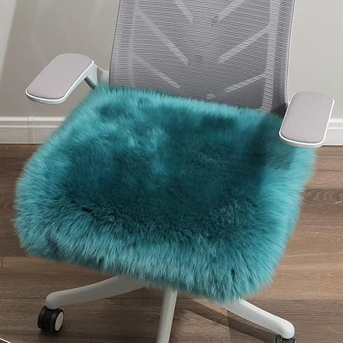 LLB Fundas de piel de oveja para silla de oficina, cojín para silla de comedor, cojín de asiento para silla de computadora, alfombras de área para