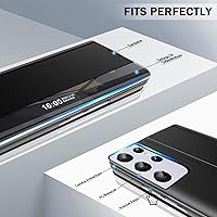 Vista 5 de Funda para Samsung Galaxy S21 Ultra 5G, Clear View Slim para Samsung S21 Ultra 5G, funda de lujo con espejo de policarbonato duro, soporte de cuero