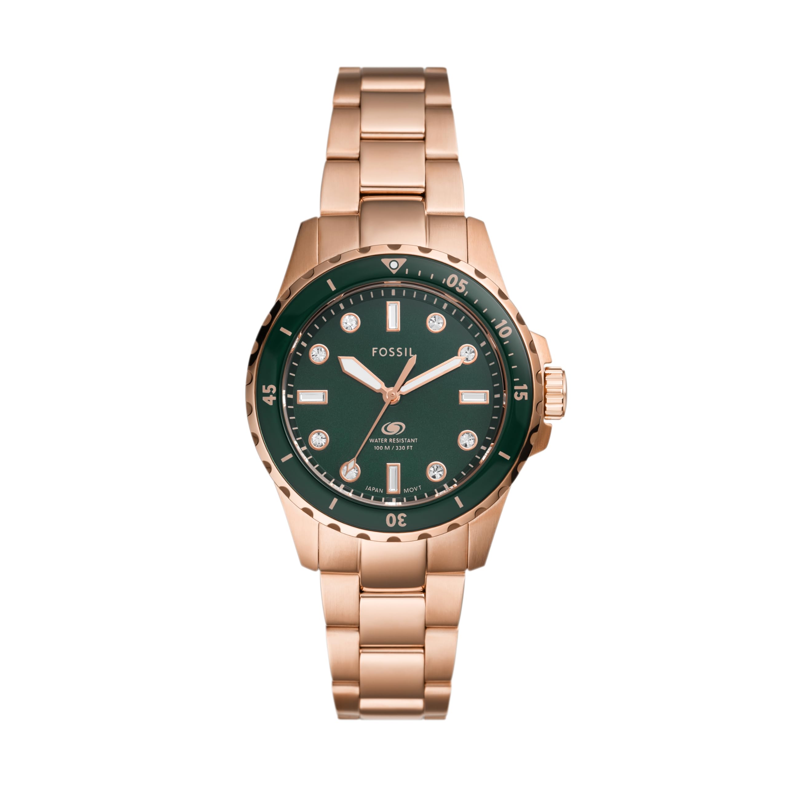 Fossil Stainless Steel Analog Green Dial Womens Watch-Es5371, Band Color:Rose Gold (B0D955SL38) Amazon Price History, Amazon Price Tracker