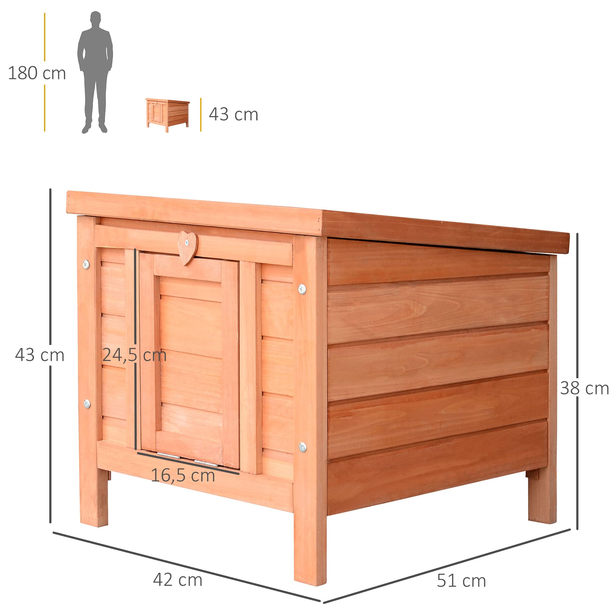 PawHut Clapier à Lapin Cage à Lapin avec rampes/Porte, Toit ouvrant et étanche - en Bois de Sapin dim. 51L x 42l x 43H cm Bois Naturel et Vert