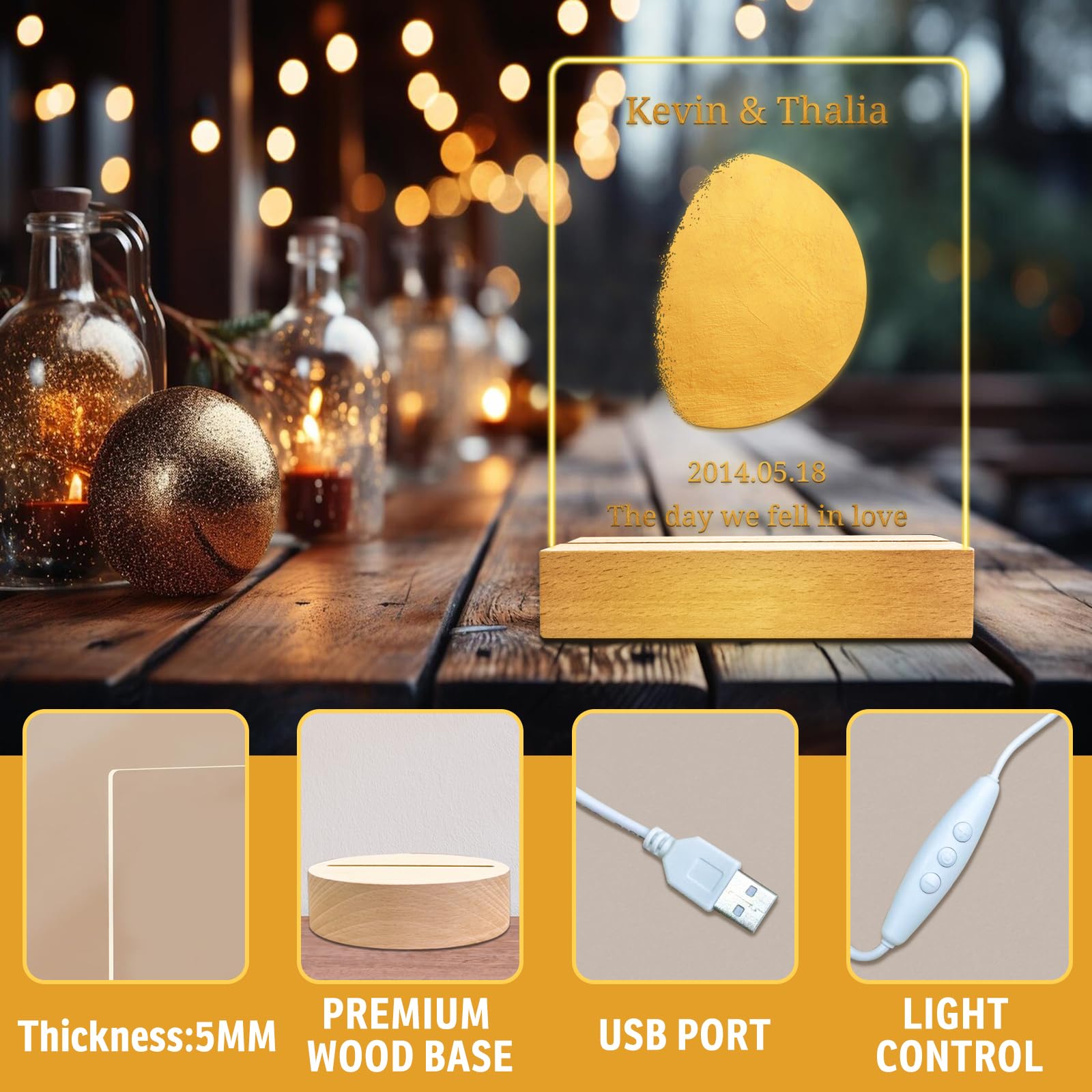 Gift Back View Couple Custom Moon Phases The Day We Met For Her