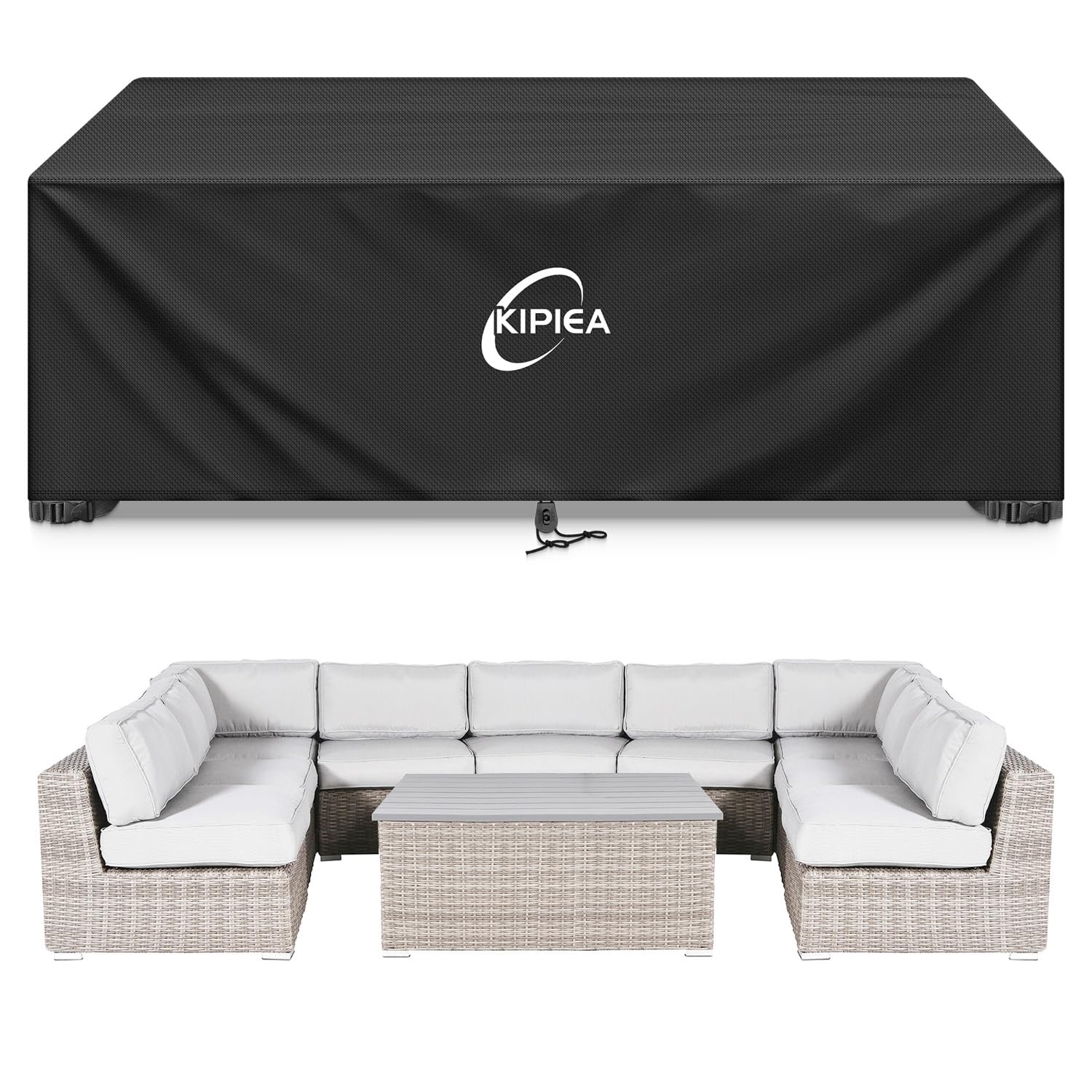 Kipiea Patio Furniture Covers Waterproof Winter, Heavy-Duty 420D Outdoor Patio Table Set Covers, Rectangular Outdoor Sectional Couch Covers (78" L x 58" W x 28" H) — view 14