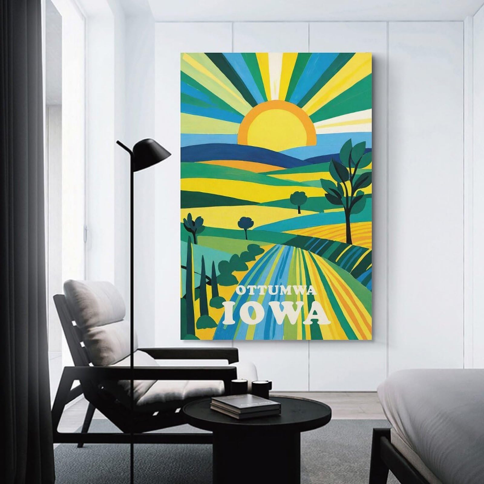 Junmoney Unframe-Style-5 Canvas Wall Decor Ottumwa Iowa Sunset, 16X24inch(40X60cm), For Home Lounge, Bedroom Or Reading Nook, Eye Catching Artwork For Blank Walls