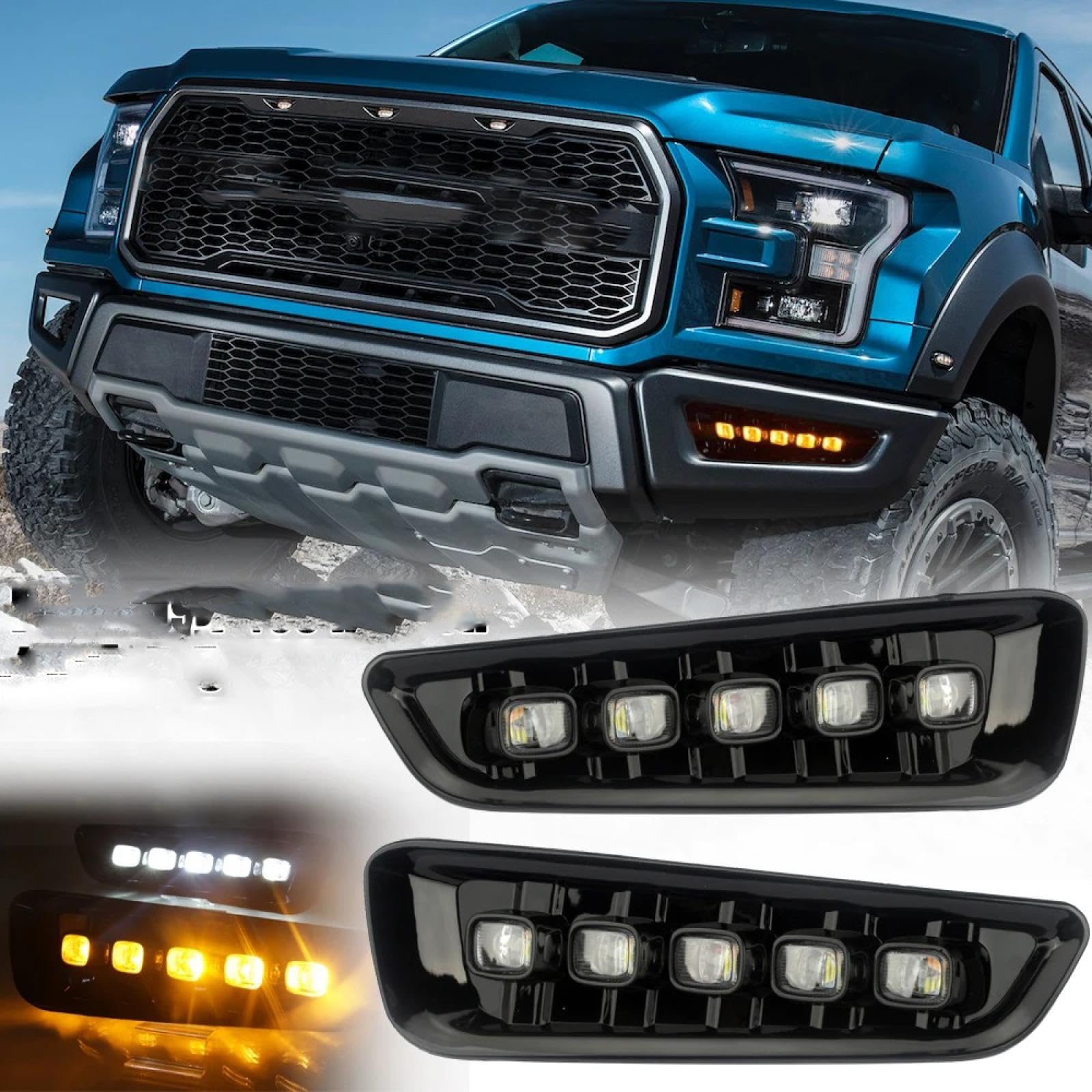 Mistlampen Dla Dla RAPTOR 2017 2018 2019 Listwa świetlna LED DRL Światło dzienne Światło do jazdy dziennej Osłona lampy przeciwmgielnej z zestawem okablowania (2 szt./zestaw)