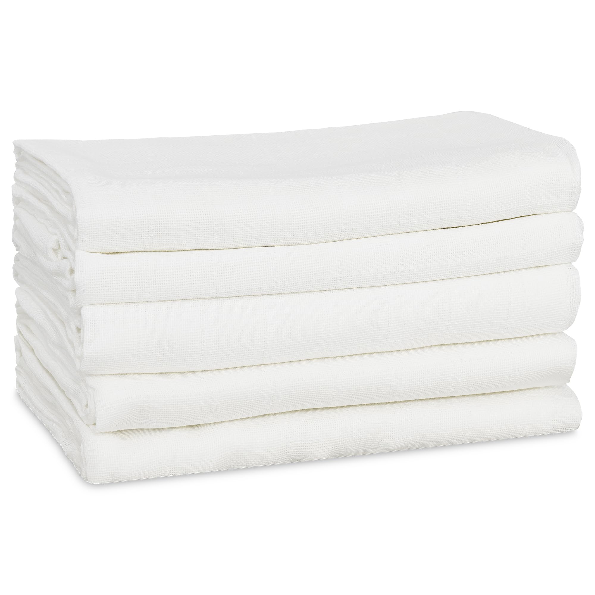 Grünspecht 692-00 Lot de 5 langes bio en mousseline 100% coton (kbA) sans azurants optiques, doux pour la peau et absorbants Blanc 70 x 70 cm