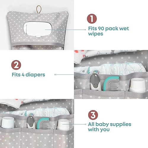 Miniatura 3 de HAMUR - Organizador de bolsas de pañales para bebé, apto para viajes, compacto y plegable, bolsa de cochecito para artículos esenciales para recién