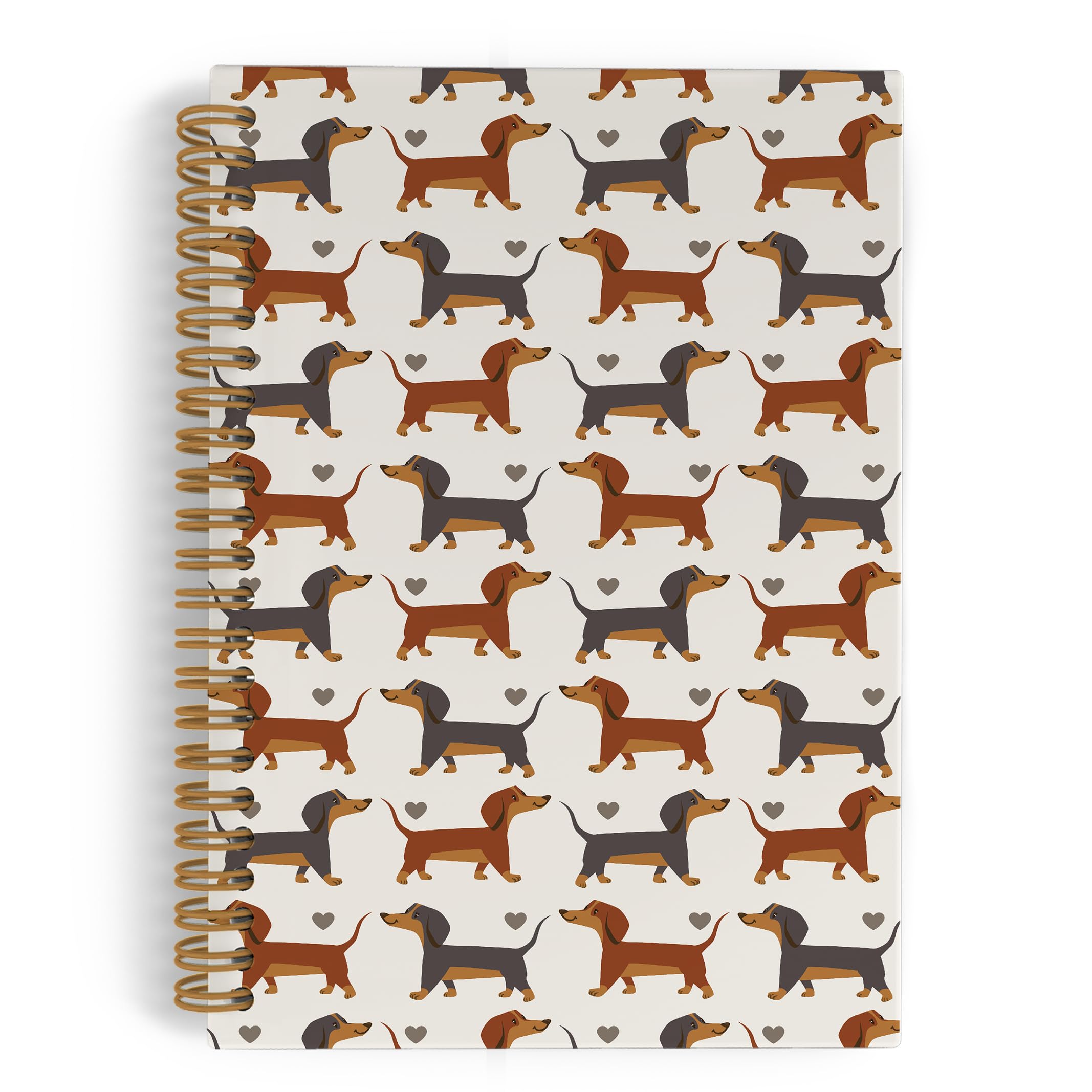 QLMX Dachshund Spiral Notebook, Weiner Dog Notebook Journal, Cute Notebook Lined Journal College Ruled Notebooks, Dog Themed Hardcover Notebook for