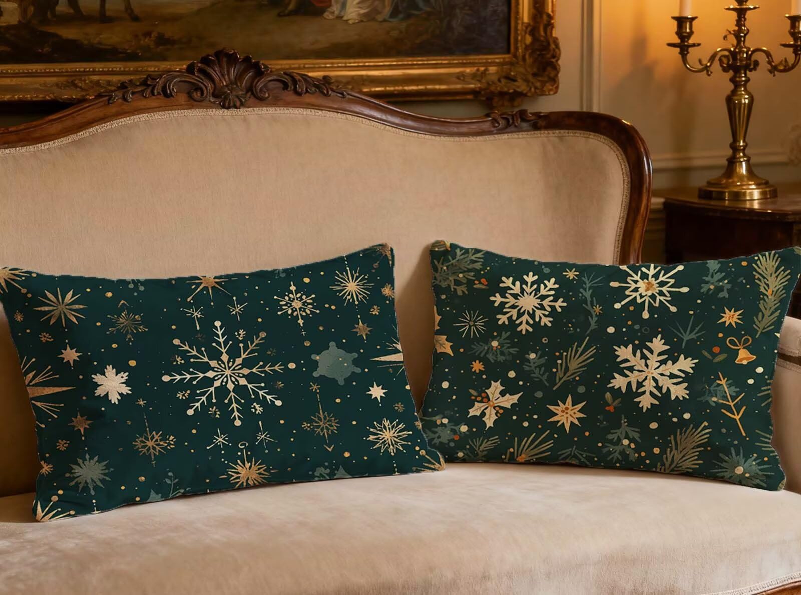 Housses de Coussin Vert Velours 70x90cm pour une Déco de Salon Chaleureuse