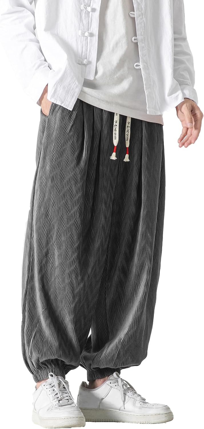 PRIJOUHE Men's Joggers Sweatpants Casual Wide Leg Jogger Pants Lightweight Sweat Pants with Pockets - Image 6