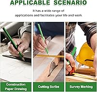 Vista 6 de Honoson 200 lápices planos de construcción con regla impresa, madera grafito, 2 sacapuntas de carpintero para herramienta de marcado de carpintería