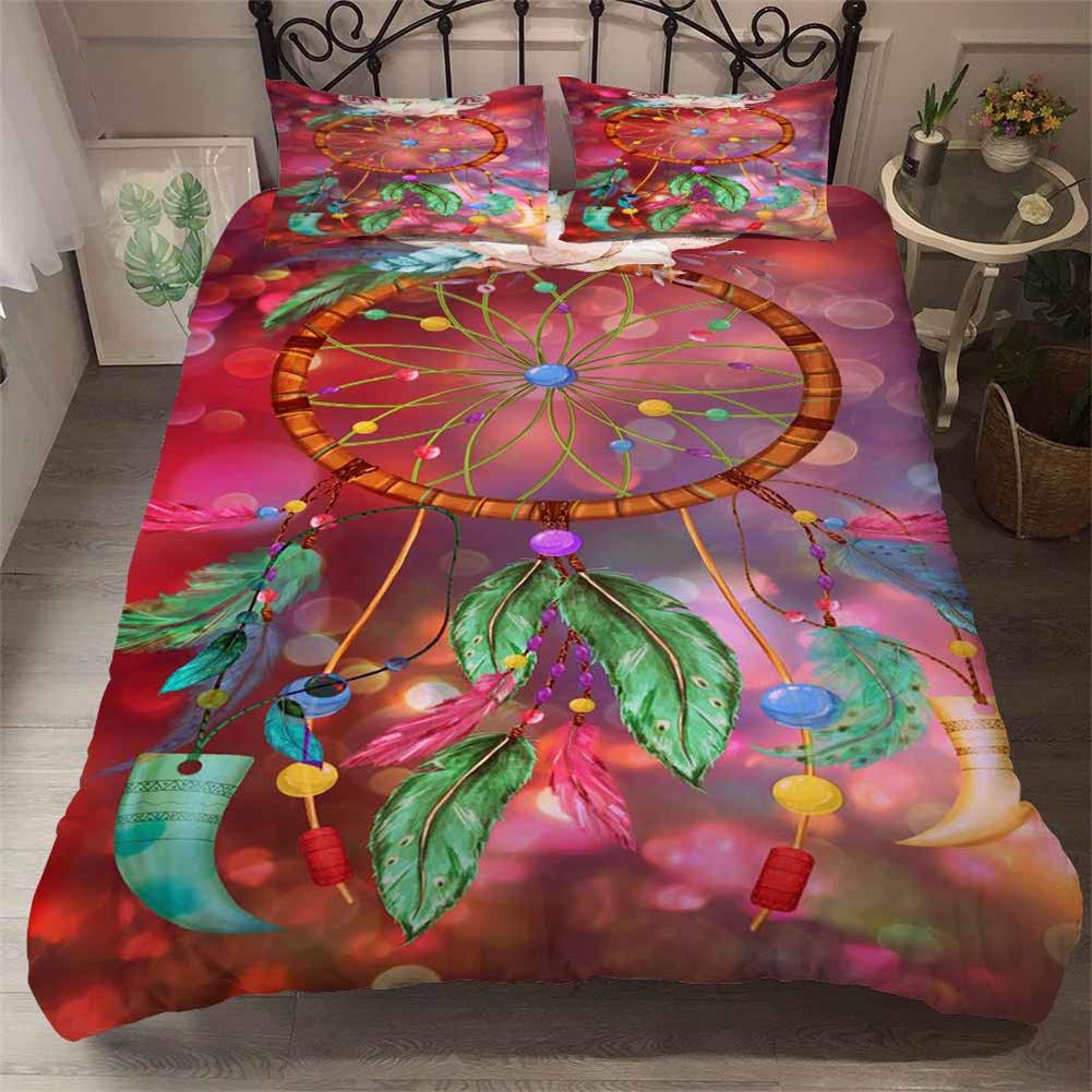 Parure de lit attrapeur de rêves 4 pièces imprimé 3D avec housse de couette 180x220
