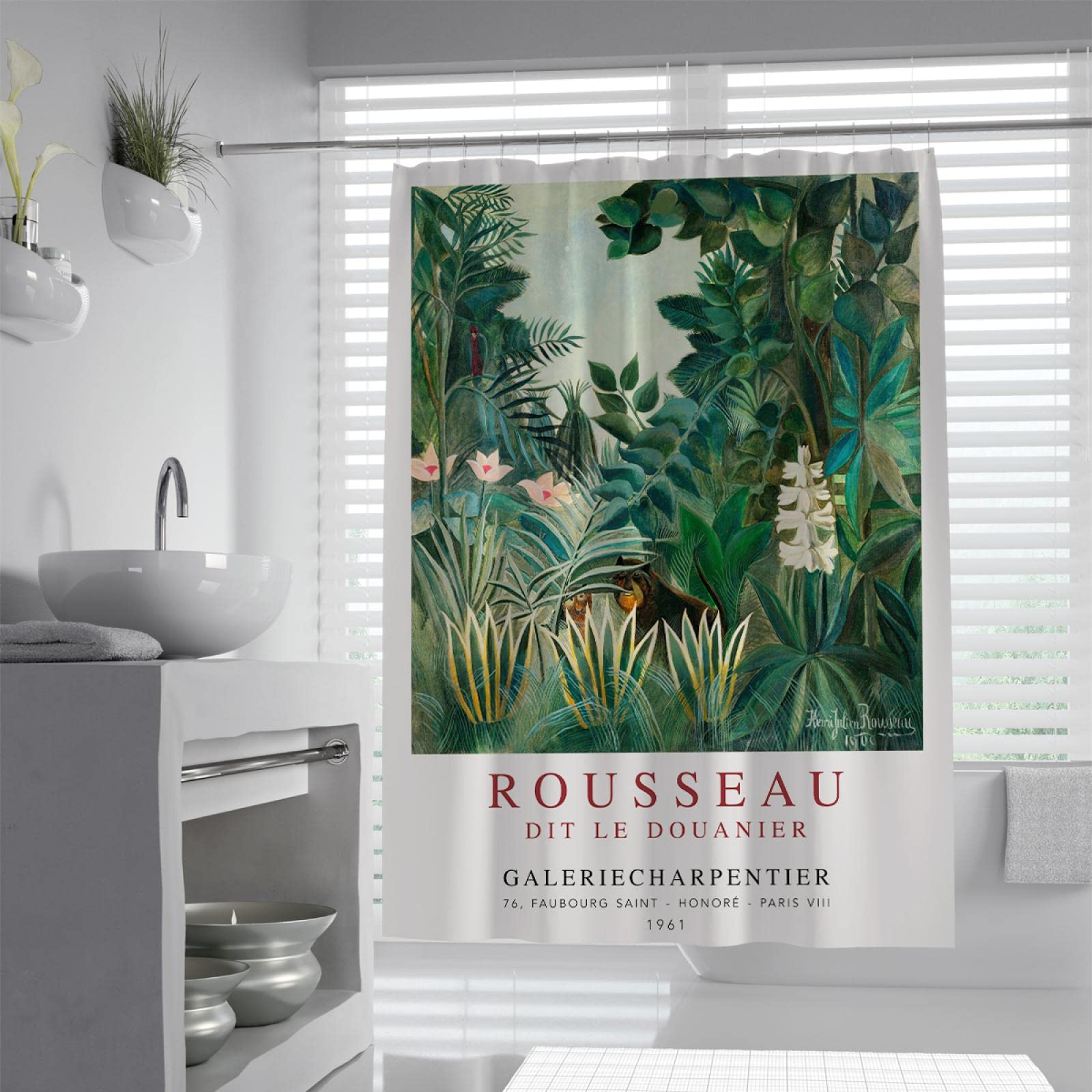Wewoo Home Henri Rousseau Famous Paintings Shower Curtain Set,Bathtub Waterproof Decorative Curtains with Hooks Fast Dry Fabric 180Wx200Lcm ShowerCurtain