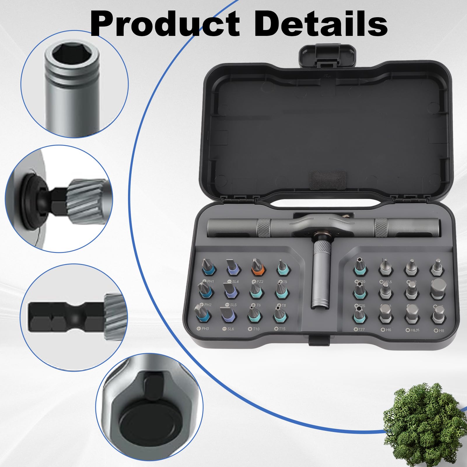 24 en 1 Tournevis à Cliquet, Kit Tournevis Magnétique de Précision, Poignée en Aluminium Amovible, Outils de Réparation pour Meubles, Bricolage, PC, Compact et Portable