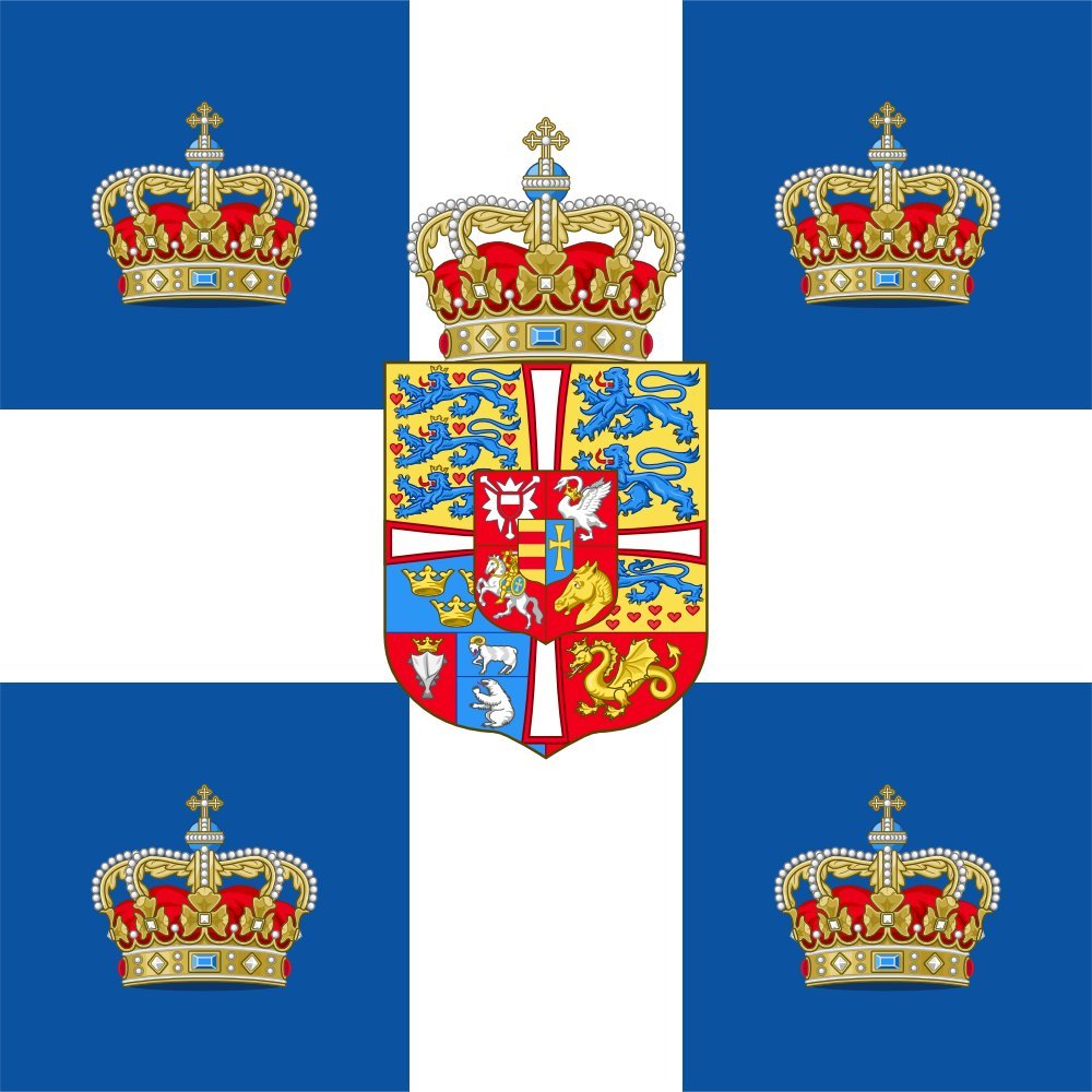 Drapeau XL Royal Standard of the Kingdom of Greece 1936-1967 pour décoration et salon