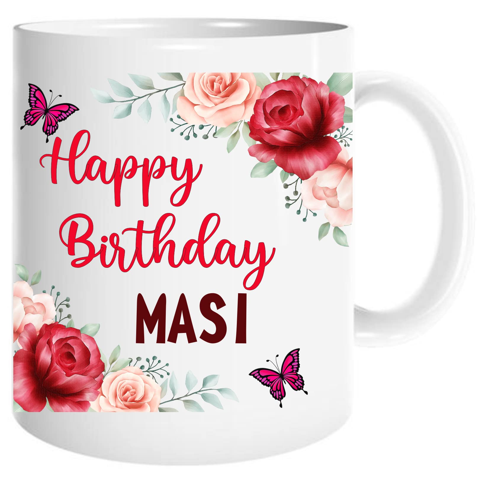 TGB-Happy Birthday Mug for MASI Aunt Mug Printed Ceramic Coffee Mug - 11Oz , White-MASI3