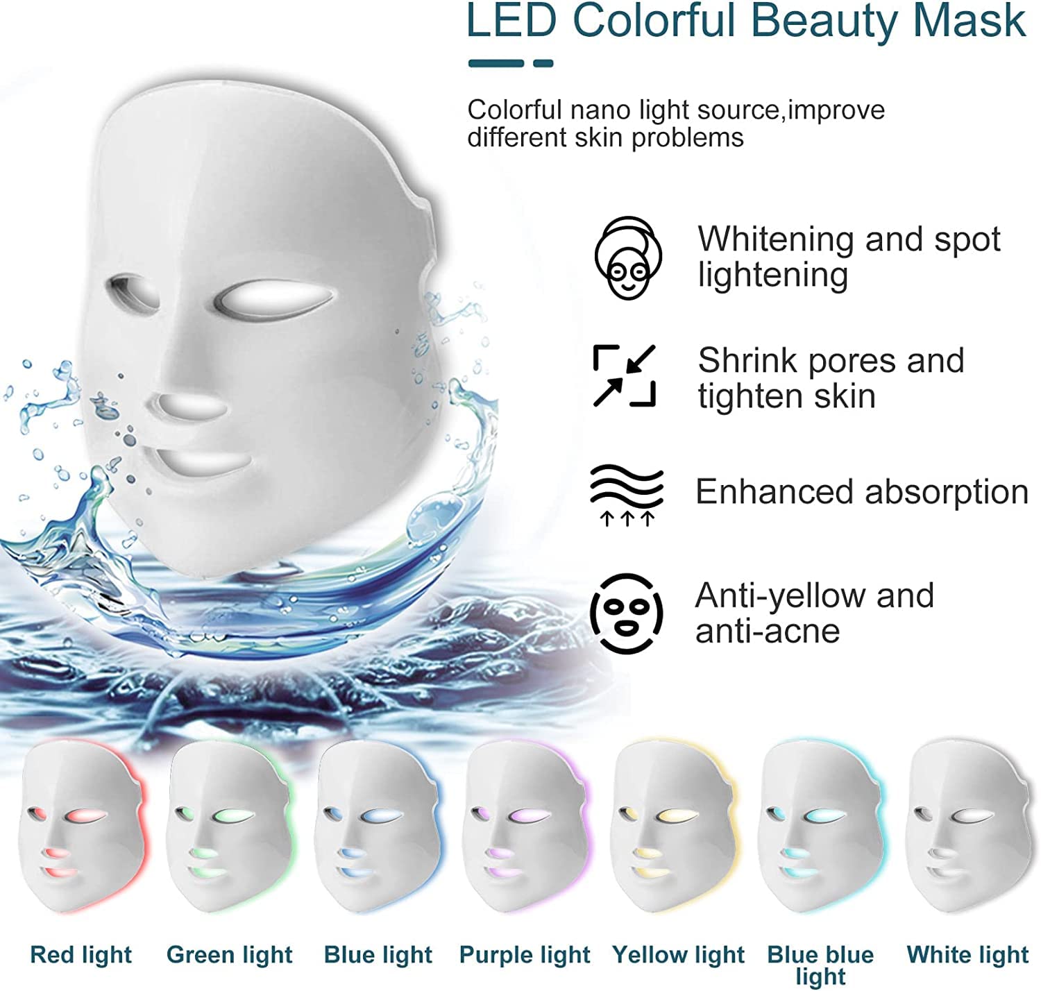 7 in 1 Wasserstoff Sauerstoff Schönheitsmaschine Multifunktional Diamant Mikrodermabrasion Verjüngung Gerät mit LED-Gesichtsmaske Gesicht Hydrafacial Bubble Deep Gesichtsreinigung SPA