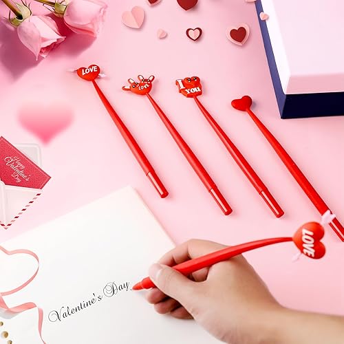 Miniatura 4 de YimeBand 12 bolígrafos con forma de corazón, bolígrafos de tinta negra, lindos bolígrafos decorativos para el día de San Valentín, bolígrafos de