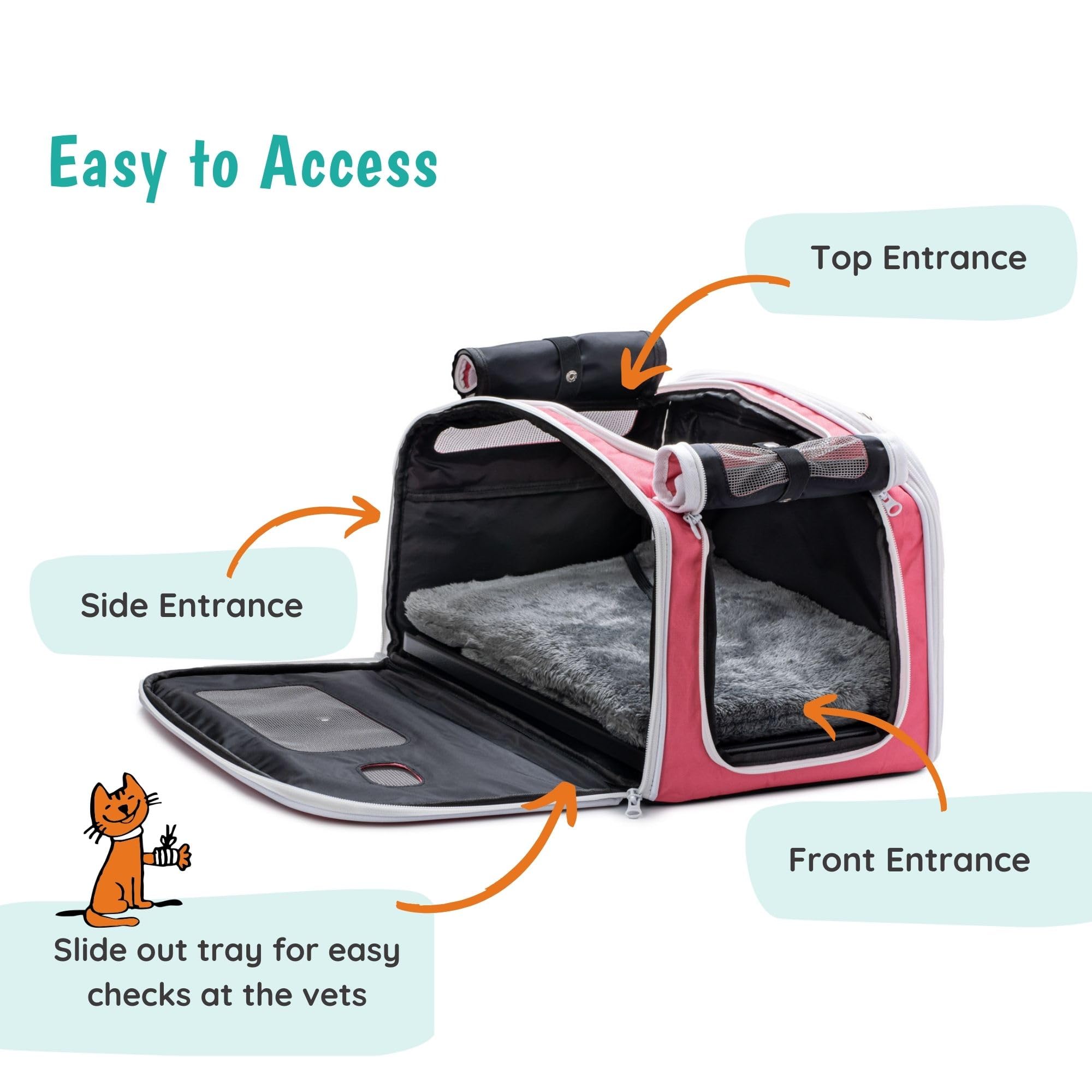 Kittyrama Soft-Sided Cat Carrier with Expandable Hideaway, Amalfi Dreams, Medium - Image 3