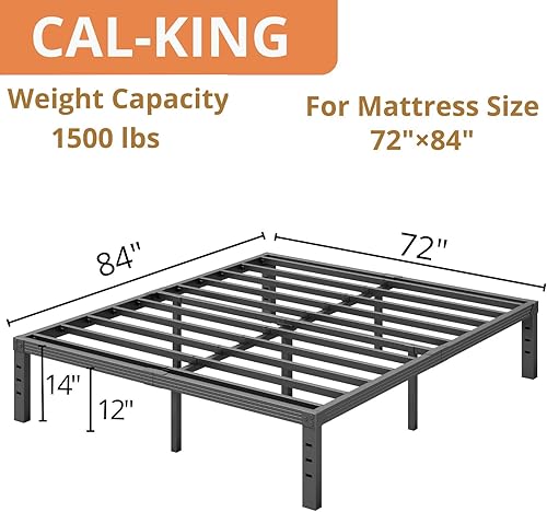 Miniatura 40 de ZIYOO Base de cama individual con listones de acero resistente, marco de cama de plataforma de 14 pulgadas, diseño antideslizante, no necesita