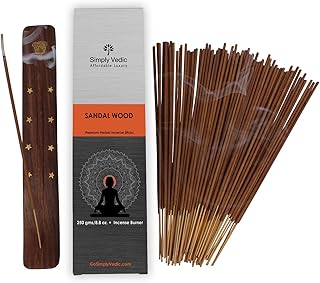 Sponsored Ad - Simply Vedic Sandalwood Agarbatti 250-Grams (Approx 135 Premium Incense Stick + Incense Holder)| Lasts 45-m...