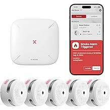 X-Sense Smart Smoke Detectors with SBS50 Base Station, Wi-Fi Smoke Alarm Compatible with X-Sense Home Security App, Wireless Interconnected Mini Fire Alarm, Model FS51