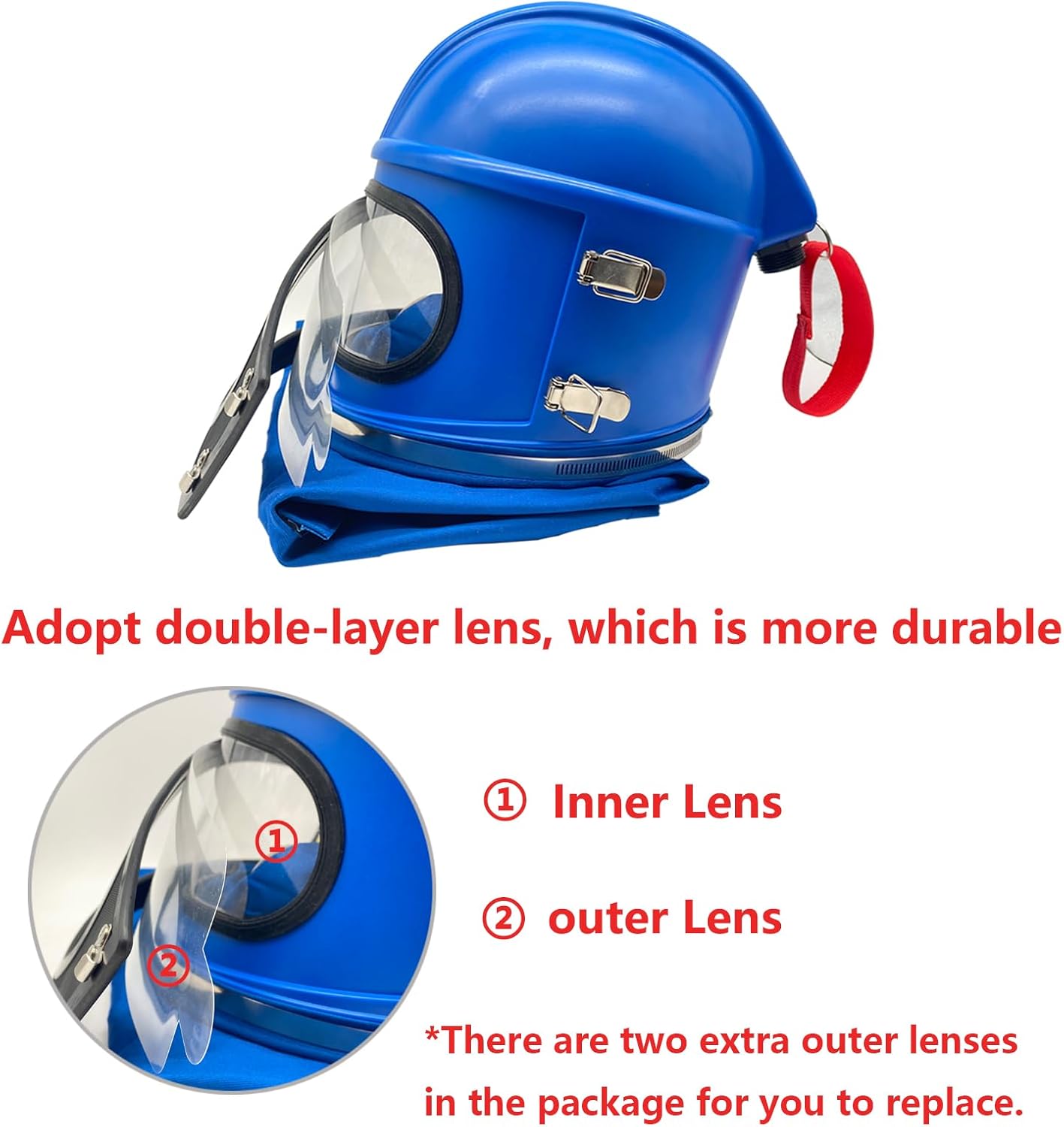 SHUNJIE Sandblaster Helmet Safe Air Feed Sandblast Helmet with Shoulder Protective Sand Blast Hood Protector for Sandblasting Equipped (Inner Lens)