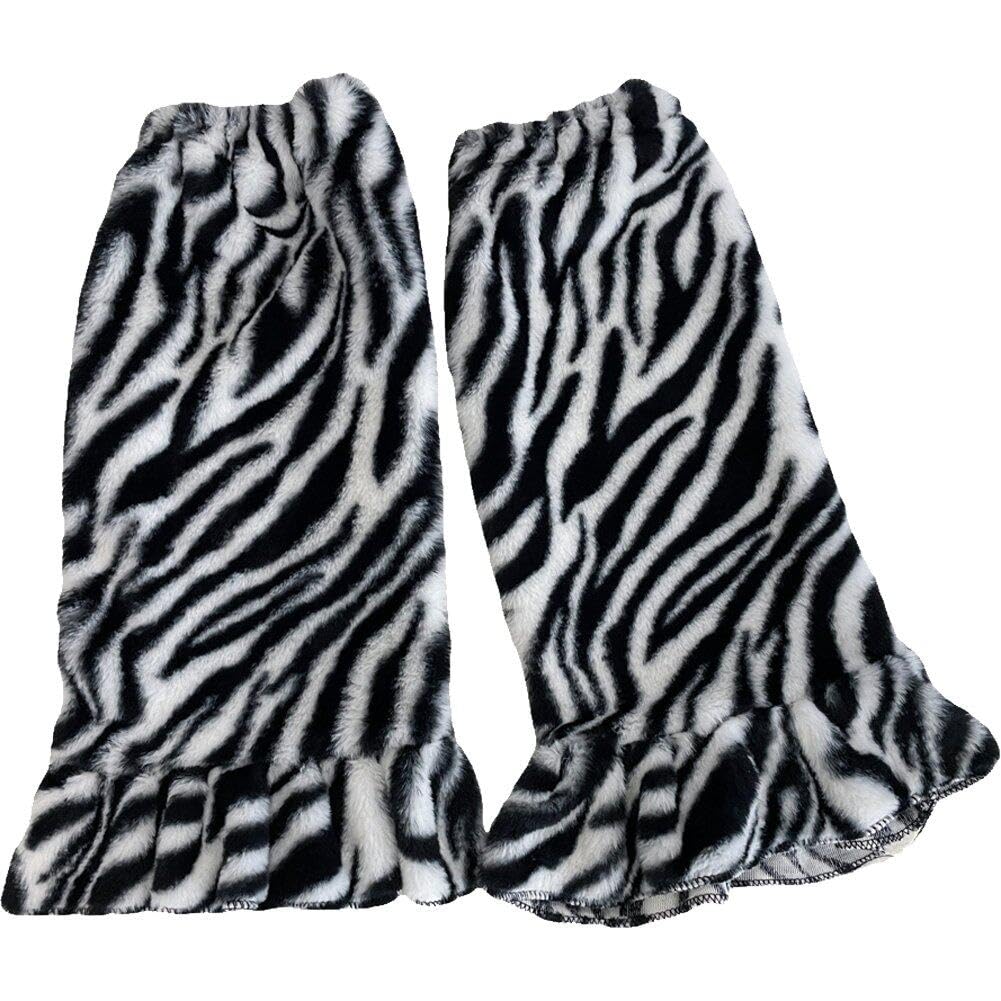 Sanfly Women's Zebra Plush Leg Warmers Print Leg Warmers Long Leg Sleeve Long Boots Cuff Foot Warming Cover For