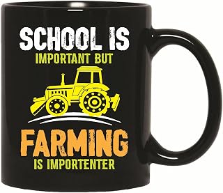 Humorous Gifts for Farmers Celebrating the Importance of Farming and School Life 11oz 15oz Black Coffee Mug