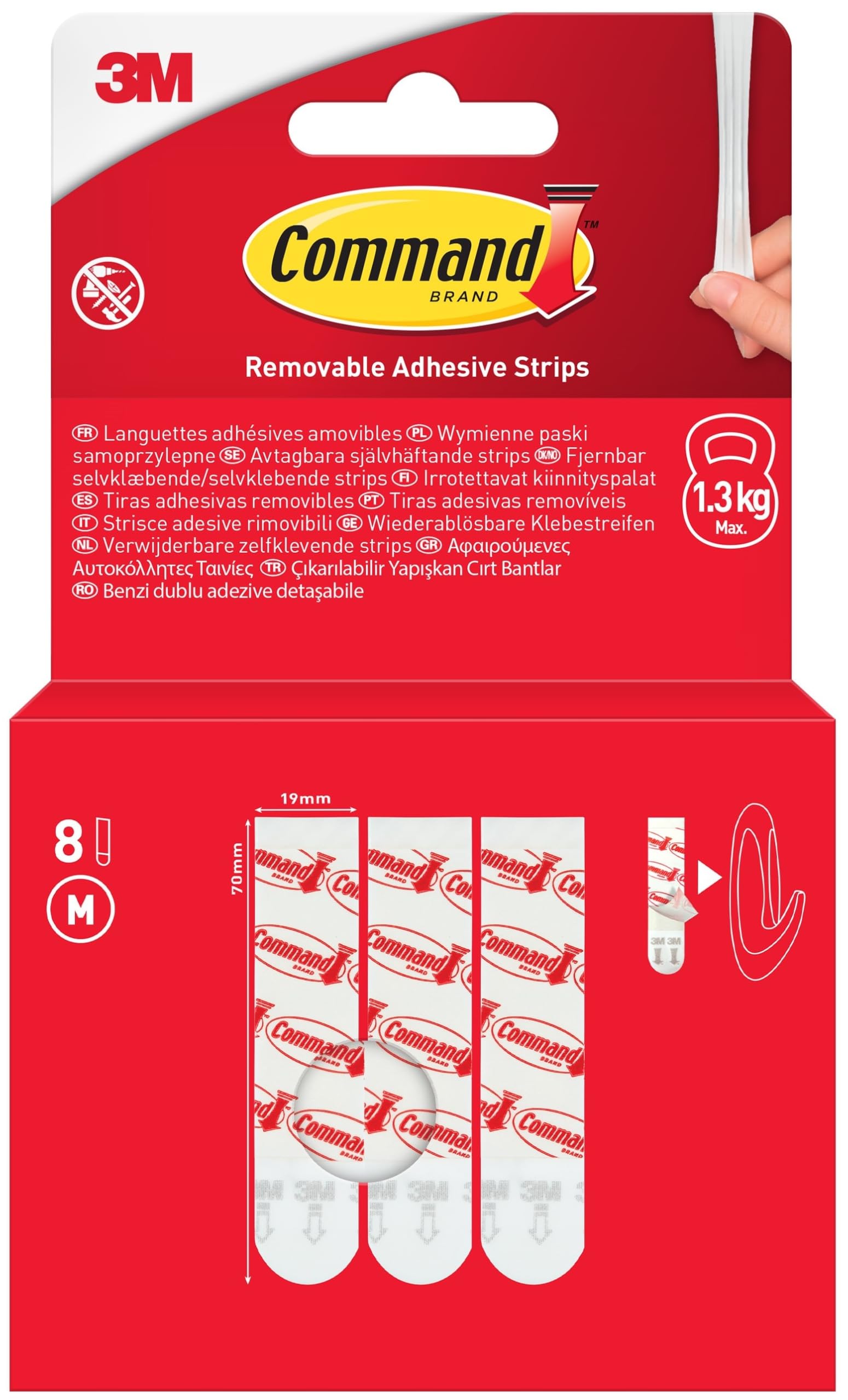 Command White Removable Adhesive Strips, Pack Of 8 Medium Adhesive Strips, - Damage Free Hanging - No Tools Required