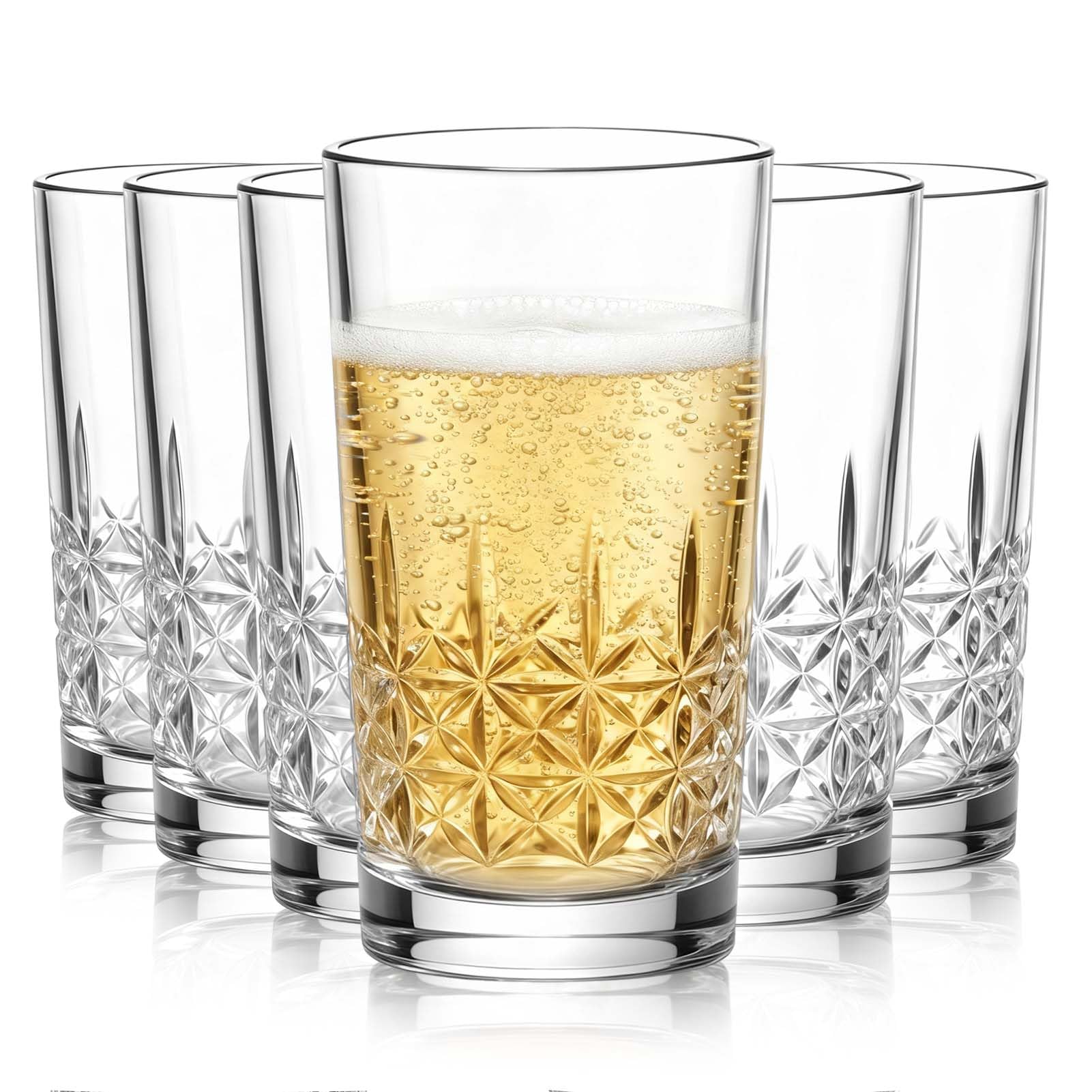 Set of 6 Highball Glasses 248ml Drinking Glasses Elegant Water Glasses for Cocktails Water Beer Soda