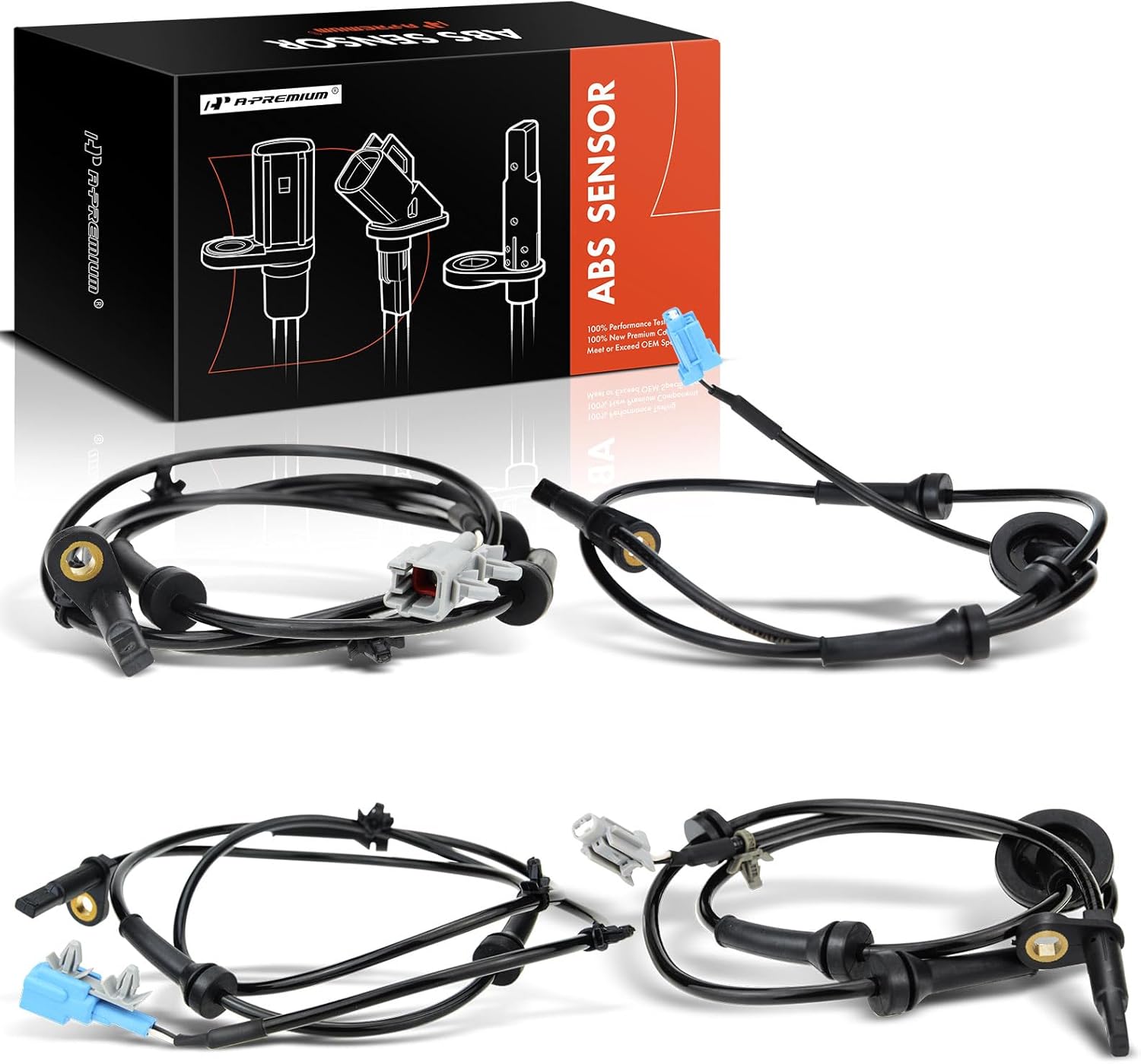 A-Premium ABS Wheel Speed Sensor Compatible with Nissan Models - Z50 Series Murano 2003-2007 - Front and Rear Driver and Passenger Side, 4-PC Set, Replace# 47910-CA000